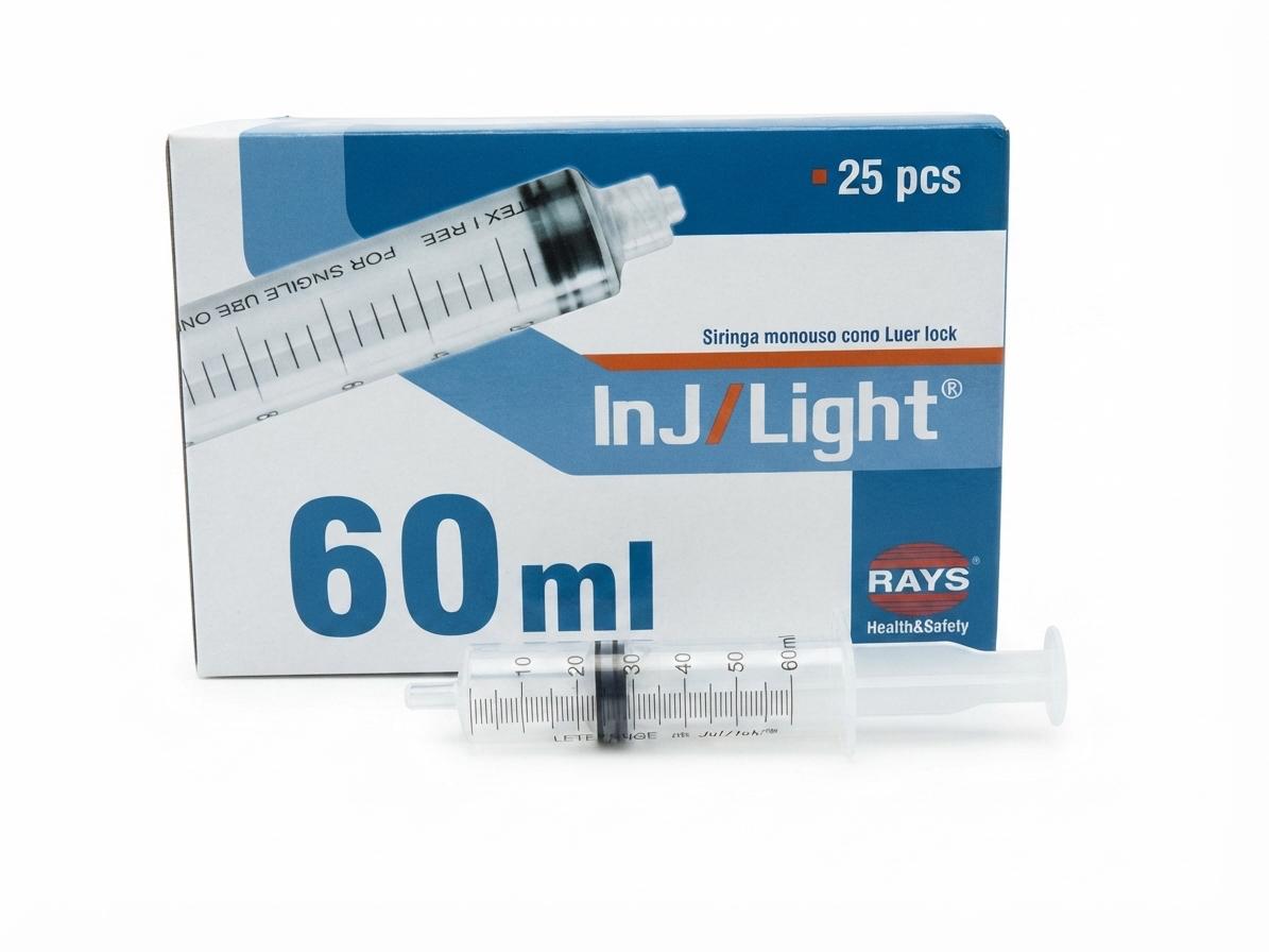 Siringhe ipodermiche 3 parti cono luer lock senza ago 60ml - RAYS - ALMAMED