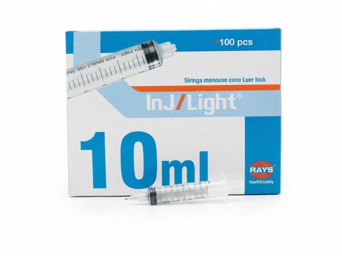 Siringhe ipodermiche 3 parti cono luer lock senza ago 10ml - RAYS - ALMAMED