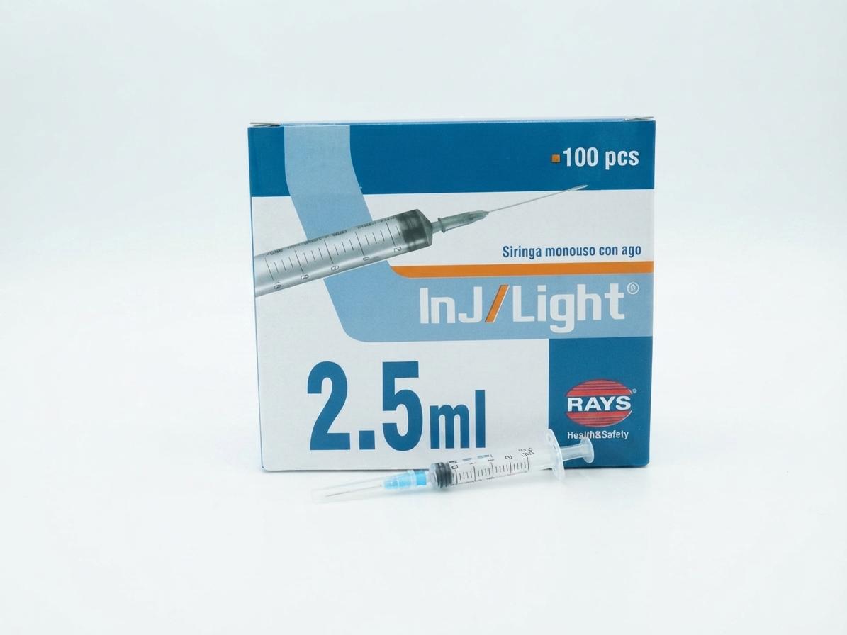 Siringhe ipodermiche 3 parti cono luer centrale con ago 2.5ml - RAYS - ALMAMED